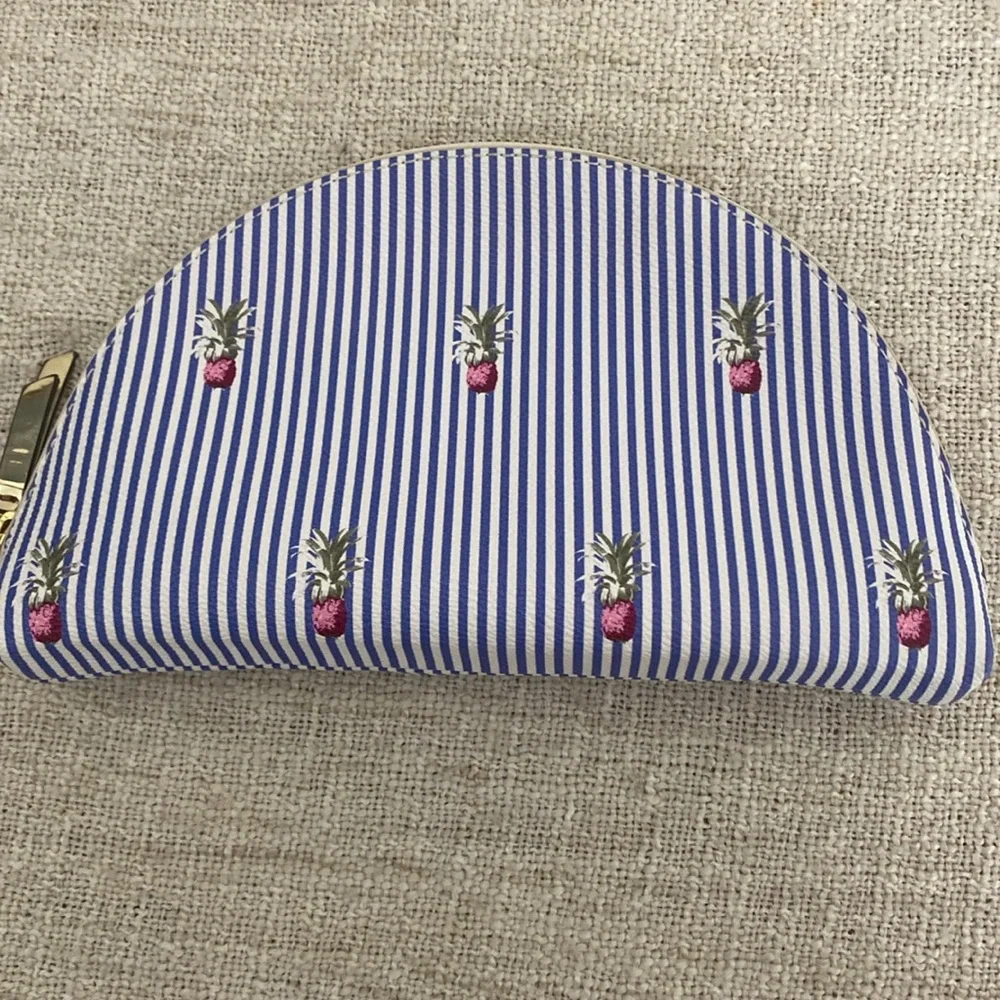 Banana Republic Blue/White Stripe with Pink Pineapple Print Clutch - Picture 3 of 13